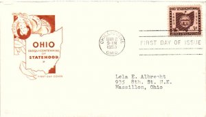 #1018 Ohio Statehood Sesquicentennial - House of Farnam Cachet