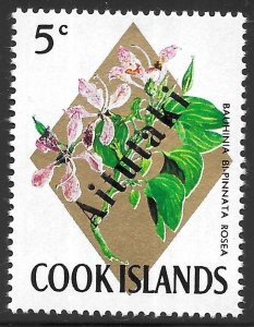 Aitutaki Scott 41 MNH 5c Cook Island Overprinted Flower Issue of 1972