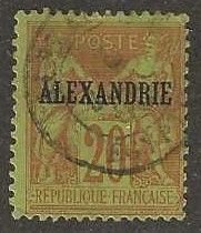 French Offices in Alexandria 8, used,   1899.  (f172)