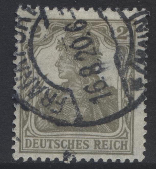 GERMANY. -Scott 96- Definitives -1918 - FU- Single  2pf Lt. Grey Stamp