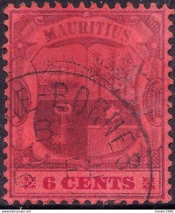 MAURITIUS 1904 KEDVII 6c Purple & Carmine/Red SG168 Used