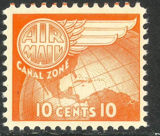CANAL ZONE 1951 10c Globe and Wing Airmail Sc C23 MNH