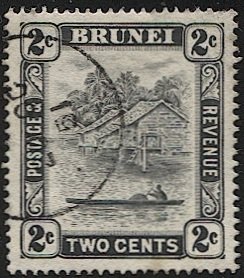 BRUNEI 1950 Sc 63a  2c Used, VF, perf 14 1/2 x 13 1/2