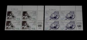 U.N. NEW YORK #473-474, 1986, PHILATELY ISSUE, INSC. BLKS/4, NICE!! LQQK!!