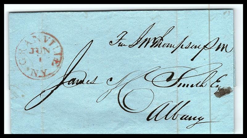 GOLDPATH: US STAMPLESS COVER 1827, GRANVILLE, N.Y.   W/LETTER    _CV58_P12