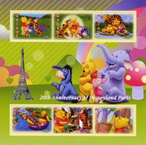 Malawi 2012  Winnie The Pooh  20th.Ann.Disneyland Paris Shlt(6) Perforated