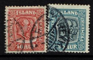 Iceland SC# 104 and 107, Used, small Hinge Rem, small crease - Lot 040217