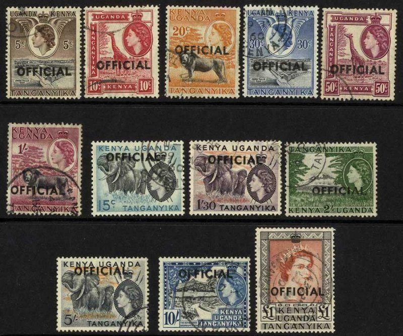 KUT OFFICIAL SGO1/O12 Set of 12 Fine Used (20c perf faults) Cat 35 pounds