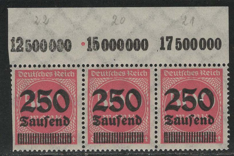 Germany Reich Scott # 259, mint nh, s/3, variation flat press print