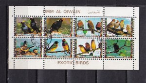 LI07 Umm al Qiwain 1972 Exotic Birds used mini sheet