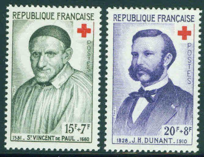 FRANCE Scott B327-328 MNH** 1958 Red Cross Semi Postal set