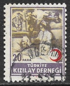 TURKEY 1946-47 20pa Red Crescent and NURSE Postal Tax Stamp Sc RA113 VFU