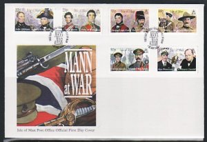 Isle of Man, Scott cat. 861-863. Military Men issue. First day cover. ^