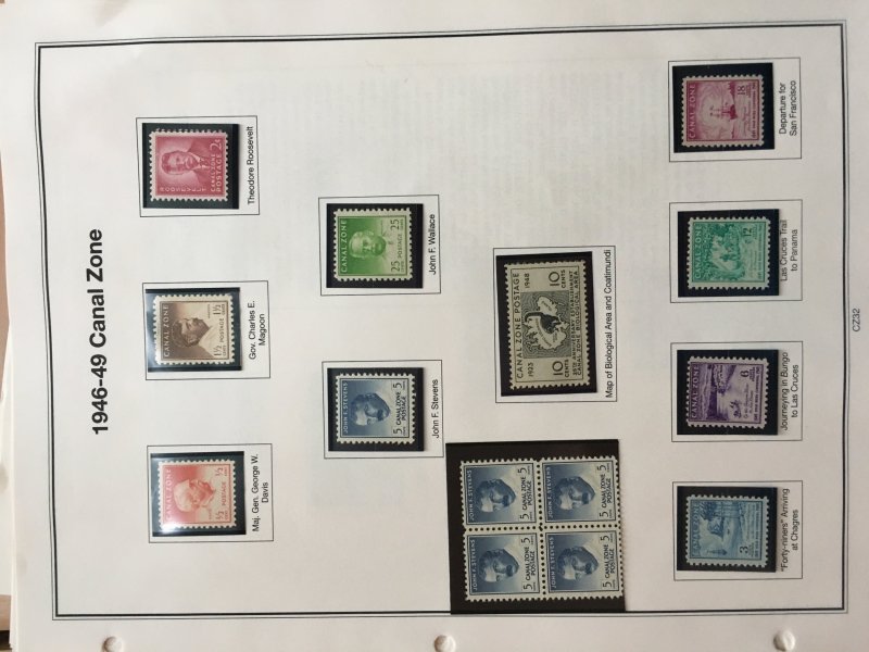 Collection of Canal Zone stamps, most mh or mnh