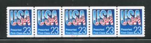 U.S. Scott #2606, Strip of 5, Plate #A2222, Cat. $3.75