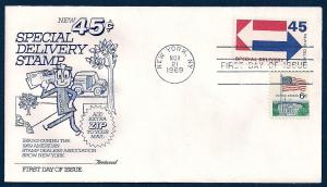 UNITED STATES FDC 45¢ Special Delivery 1969 Fleetwood