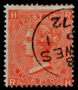 SG95, 4d deep vermilion plate 12, FINE used. Cat £60. RH