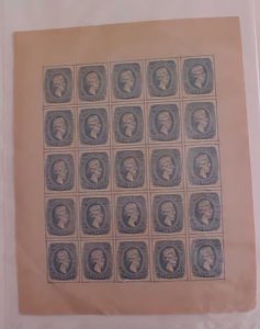 CONFEDERATE #10  SHEET OF 25  MINT NO GUM PRIVATE REPRINT