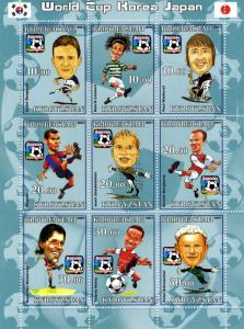 Kyrgyzstan 2001 SOCCER PLAYERS CARICATURE Sheet (9) Perforated Mint (NH)