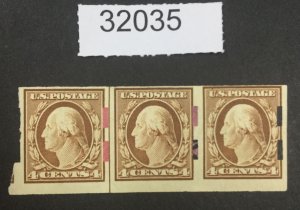 US STAMPS #346 LINE STRIP SHERMACK PERF'S LOT #32035