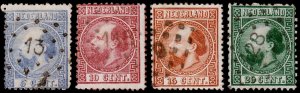 Netherlands Scott 7-10 (1867) Used F-VF, CV $66.50 C