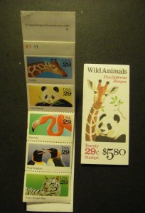 BK202, Scott 2709a, 29c Wild Animals, MNH Complete Booklet of 20