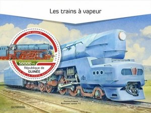 Guinea - 2019 Steam Trains on Stamps - Stamp Souvenir Sheet - GU190209b