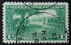 U.S. Used #617 1c Lexington-Concord. Apr 4, 1925 First Day Cancel. Choice!