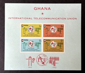 Ghana: 1965, Centenary of the ITU, imperforate miniature sheet, MNH