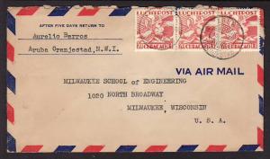 Netherlands Antilles to Milwaukee WI 1939 Airmail Cover A644