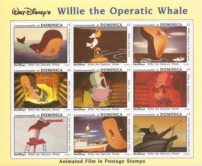 Dominica - 1993 Disney Willie the Operatic Whale - 9 Stamp Sheet #1631 4c-027