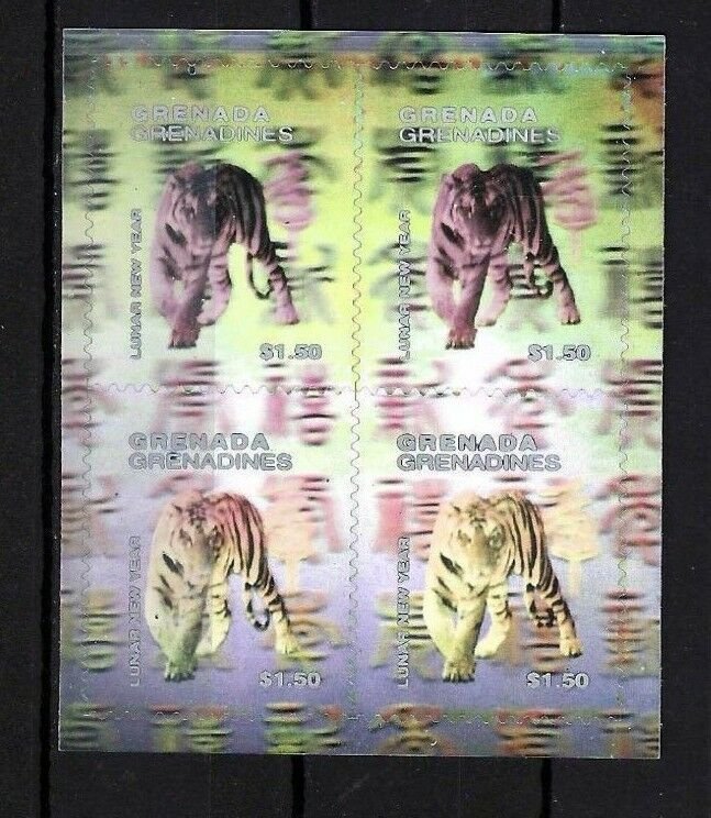 Grenadines 1998 - Lunar New Year Of The Tiger - Hologram Sheet of 4 - MNH 