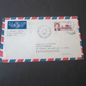 Vietnam 1953 cover to Laso OurStock#42679