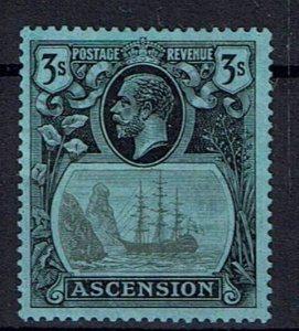 ASCENSION SG20b 1924 3/= GREY-BLACK & BLACK ON BLUE TORN FLAG VAR MTD MINT (d)