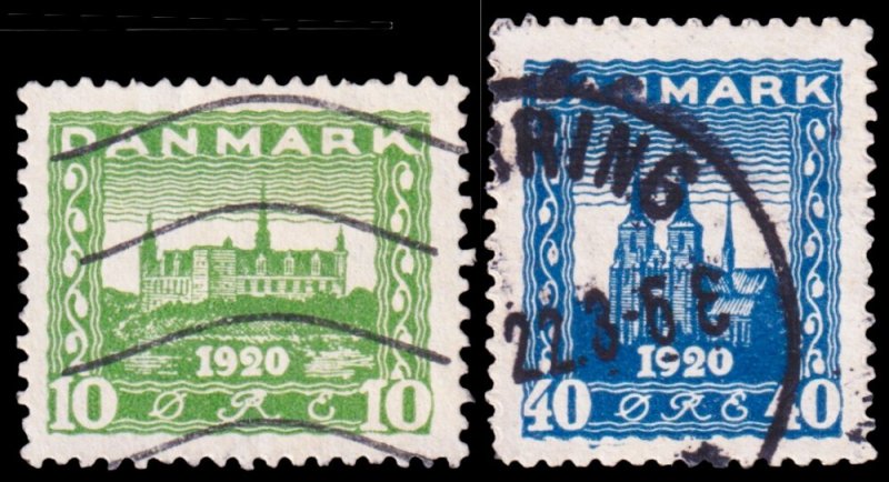 Denmark Scott 159-160 (1921) Used F-VF, CV $12.05 C