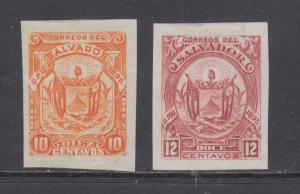 Salvador Sc 121, 122 MNG. 1895 10c & 12c Proofs in issued colors