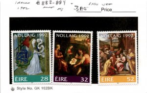 Ireland, Postage Stamp, #882-884 Mint NH, 1992 Christmas (AC)