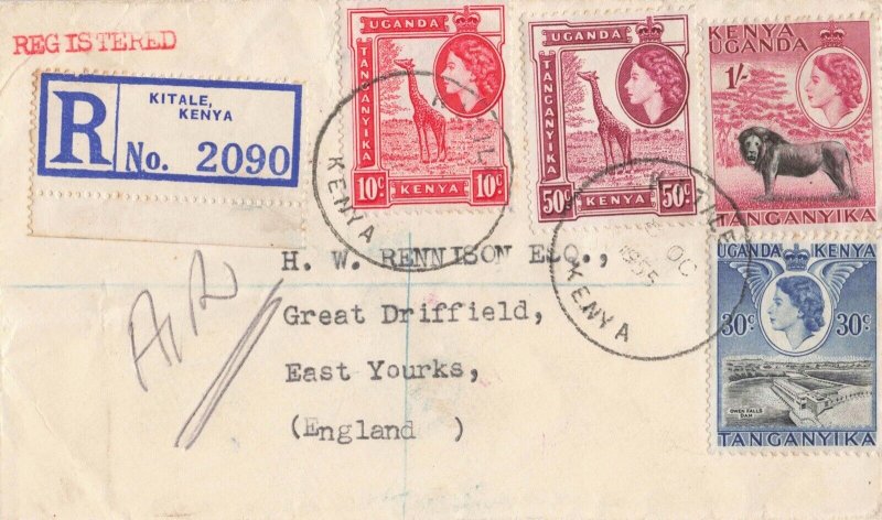 Kenya Uganda Tanganyika KUT 1955 Registered Airmail Cover Kitale to England