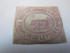 US Local Stamps, Scott # 35L8, CARNES' CITY LETTER EXPRESS CA. 5c Red, M...