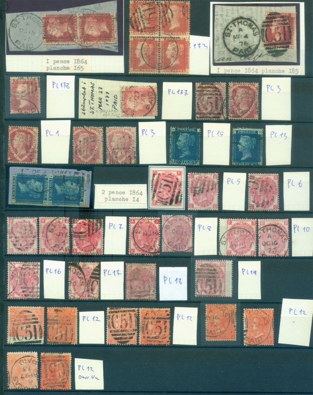 Danish West Indies 1865-79 BRITISH POST OFFICE C51&others specialized coll. Rare