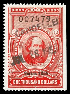 Scott R693 1955 $1,000.00 Dated Red Documentary Revenue Used VF Cat $80