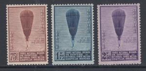 Belgium Sc 251-253 MNH. 1932 Auguste Piccard's Balloon, cplt set