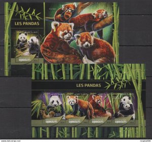 2016 Djibouti Fauna Wild Animals Bears Les Pandas Kb+Bl ** Dj074