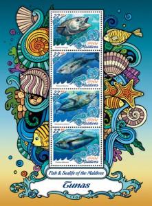 MALDIVES 2016 SHEET TUNAS FISHES MARINE LIFE mld161007a