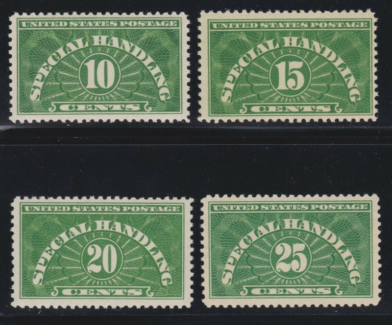 US QE1-QE4 10c-25c Special Handling Set Mint F-VF-XF OG NH SCV $54.25