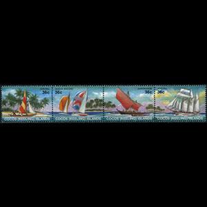 COCOS IS. 1987 - Scott# 158 Sailboats Set of 4 NH