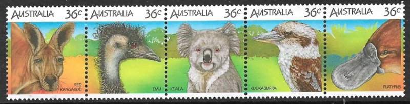 AUSTRALIA 1986 Australian Wildlife Set as Strip Sc 992 MNH