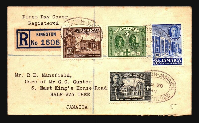 Jamaica 1945 New Constitution Series FDC - Z16801