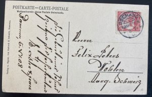 1908 Dschang German Cameroon RPPC Postcard Cover To Switzerland Fomban Wall