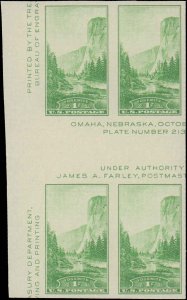 United States #769, Complete Set, Block of 4 Horizontal Gutter, 1935, No Gum ...